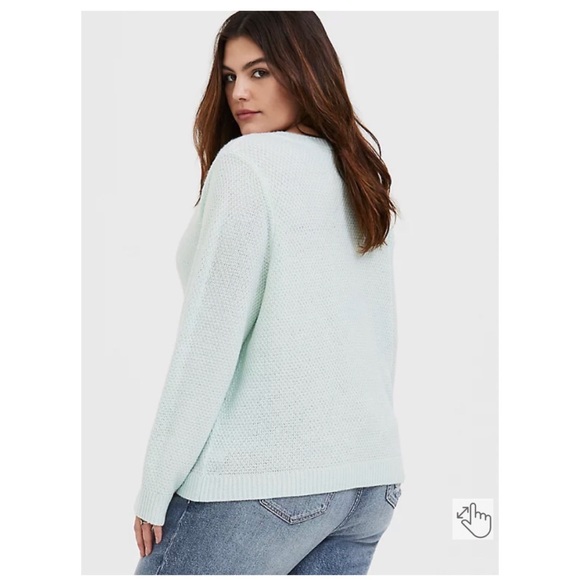 NEW Torrid 4 Mint Green V-Neck Midi Pullover Sweater - Picture 2 of 12